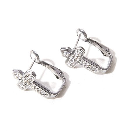 Aros acero cruz con cubic y cierre brisura